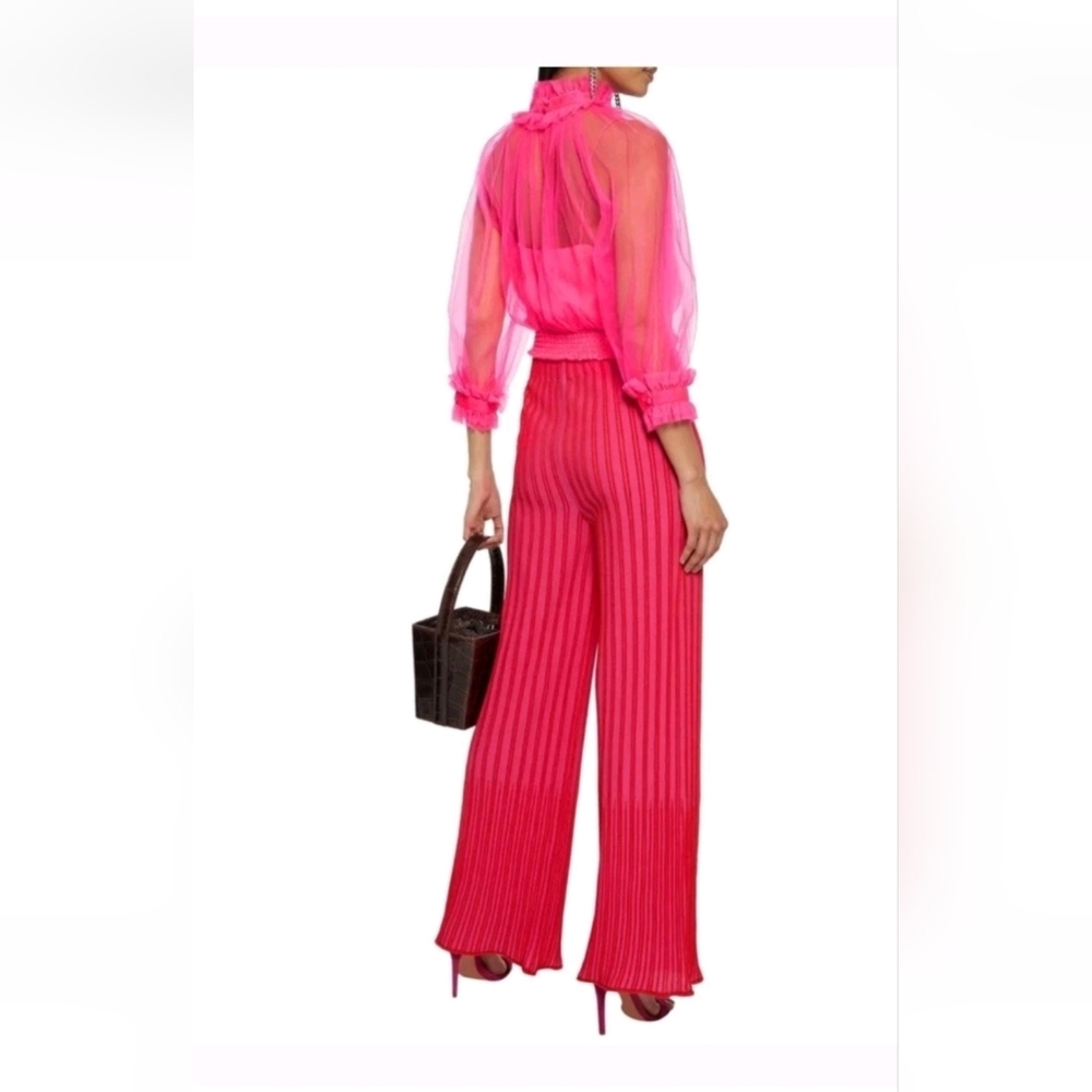 Alice + Olivia Alexia Ruffled Sheer Blouse in Pink Size  XS /S NWOT - Picture 3 of 13